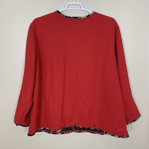 Koos Of Course Womens Jacket 3X Red Black Linen Rayon Reversible Art To Wear - Picture 6 of 13